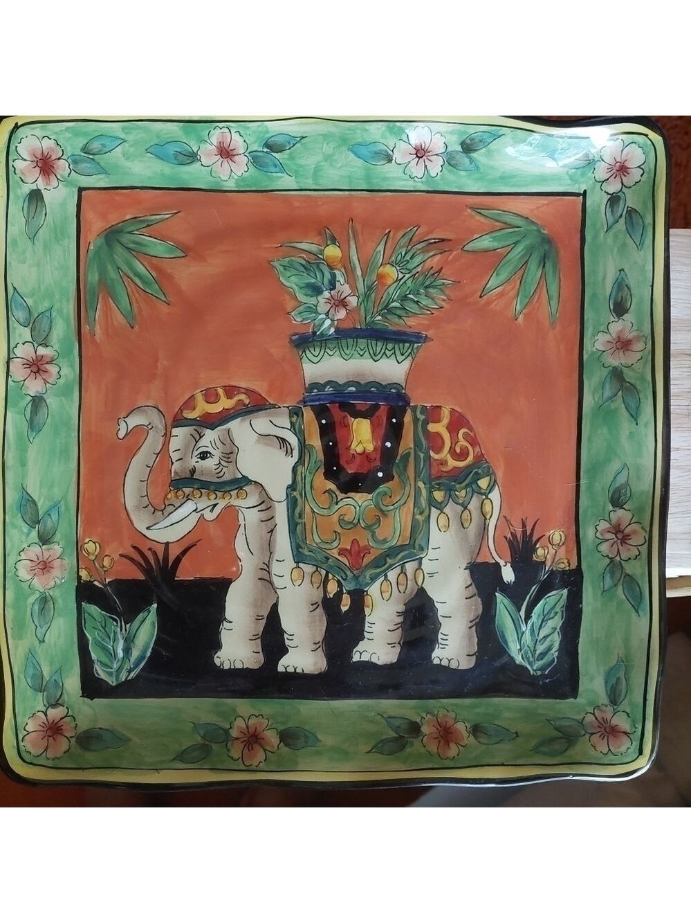 Retired* New West Indies Colourful Elephant Plate